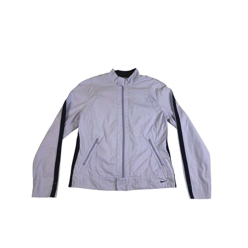 Nike Womens Y2K Ripstop Full Zip Track Jacket Lavender Purple Black Stripe Large